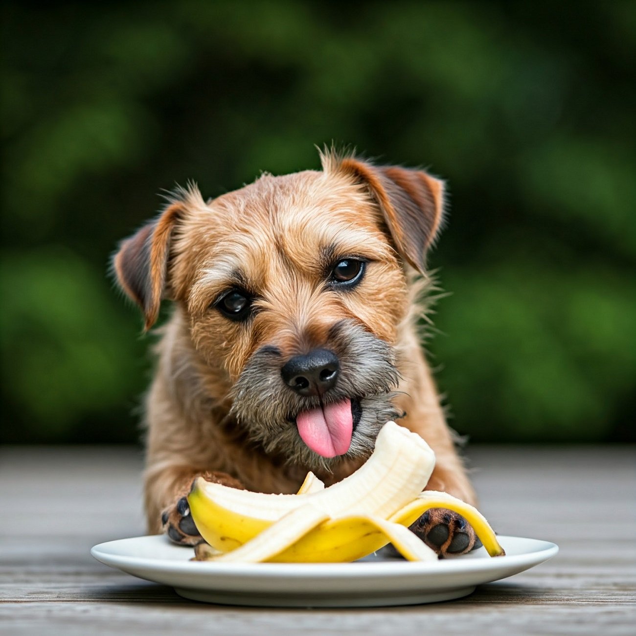 Cachorro comendo banana